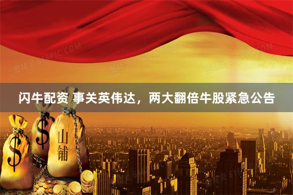 闪牛配资 事关英伟达，两大翻倍牛股紧急公告